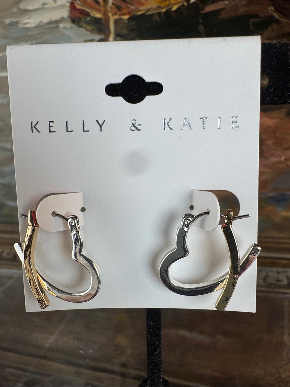 0685-Kelly & Katie Two-Tone Heart‎ Hoop Earrings - Silver & Gold Accent
